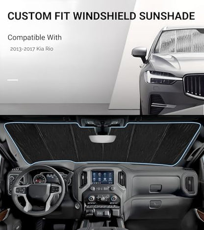 Pigenius Windshield Sunshade for Kia Rio 2013-2017 (Sedan/Hatchback), Reversible Silver/Black - size: for Kia Rio 2013-2017