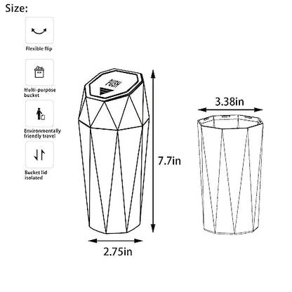 Car Trash Can with Lid，Mini Diamond Design Automatic Portable Trash Can，Used in Car Home, Office, Kitchen, Bedroom (1, Grey) - color: Grey