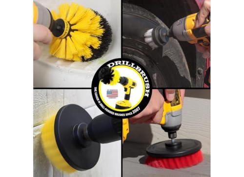 Drillbrush Drill Brush Attachment Set – Power Scrubber Brush for Tub, Tile, Shower, and Grout – All-Purpose Household Cleaning Brushes for Drill, Auto Detailing Brushes - Electric Grout Cleaner Kit - color: Multicolor