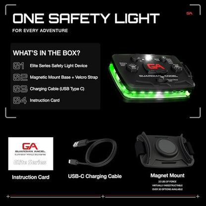 Guardian Angel Elite Series Safety Light, Beacon Device (Green Front & Green Rear) Rechargeable, Magnetic, Hands-Free Wearable, Mountable LED Light for Construction, Roadside, Towing, Industrial TEE - color: Green/Green, size: 1-Pack