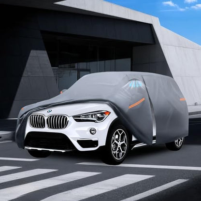 Waterproof BMW X1(2009-2026) Car Cover with Breathable Vents, [2025 Upgrade] Premium Covers with Cotton Liner and Zipper Door,Sun Rain Snow Dust Uv Protection.(Gift with Towel) - color: SUV Car Cover, size: Custom Fit BMW X1+Towel+Bag