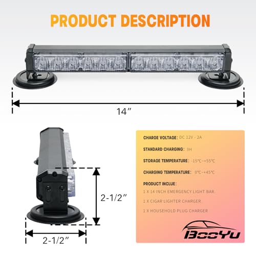 13.5" Green Battery Powered Police Firefighter Emergency Strobe Lights Bar for Trucks/Vehicles Rechargeable Wireless Rooftop Mini Hazard Flashing LED Beacon Warning Light w/Magnetic Base - color: Green