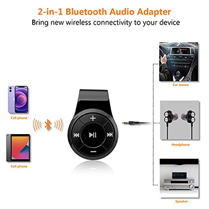 Bluetooth Receiver/Car Kit, Bluebyte Clip Wireless Audio Receiver for Headphones car Audio,Wireless Adapter Support Hands-Free Calling,Bluetooth 5.0 Low Latency for Music(Glossy Black).