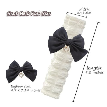 Fashion Big Bow Car Seat Belt Cover Pads (2 in a Pack), Car Accessories Seat Belt Shoulder Strap Protector Universal Seat Belt Cover (Black) - color: black
