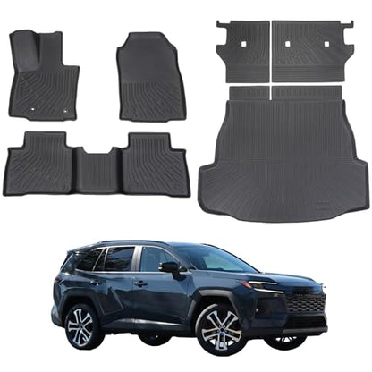 Car Floor Mats for 2026 Toyota RAV4 Hybrid (Not for Phev) TPE Full Set with Cargo Liner & 2nd Row Backrest Mat,All Weather Protection Anti-Slip Custom Fit Full Coverage Waterproof - size: 2026 RAV4 Hybrid Floor Mat