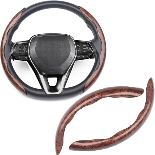 Steering Wheel Cover, Wood Grain Steering Wheel Cover, Car Wheel Cover for Men/Women, Universal Fit for 99% Car Steering Wheel,Steering Wheel Accessories (Wood Grain-Brown) - color: Wood grain-Brown