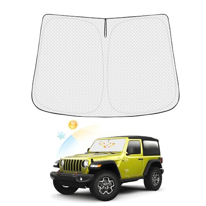 Canvcle Windshield Sun Shade for 2018-2026 Jeep Wrangler JL/2020-2026 Jeep Gladiator JT Accessories Thicken 6-Layer Front Window Sunshade Cover Sun Visor Protector Foldable Block UV Rays Keep Car Cool - size: 1PCS Jeep Wrangler JL/Jeep Gladiator JT