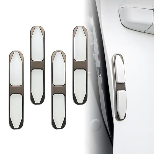 4Pcs Car Door Edge Guards, Universal Metal Auto Side Protector Self-Adhesive Anti-Scratch Car Decorative Strips(White) - color: White