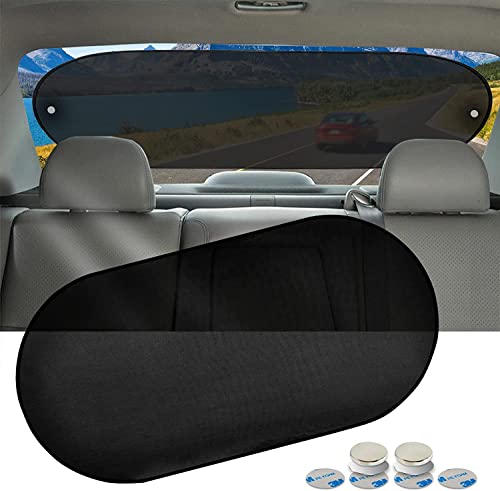 IC ICLOVER Car Sun Shade, Folding Automotive Rear Window Shade, Universal Mesh Screen Back Window Sun Visor with Magnet Adsorption for Children Kids - color: Black - Magnet Adsorption