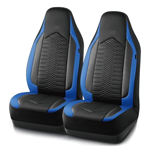 Skechers Memory Foam Car Seat Covers, Leather High Back Seat Covers Quilting Design,Waterproof Sports Car Seat Covers Front Seats,Airbag Compatible, Universal Fit for Most Cars, SUVs,Trucks,Blue - color: Black and Blue, size: Front Seats Only