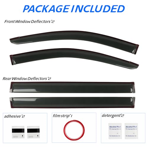 Rain Guard Fit for 2008-2020 Dodge Grand Caravan, 2008-2016 Chrysler Town & Country, Outside Mount Side Window Visor Vent Deflector Shade, 4pcs - size: For 2008-2020 Grand Caravan