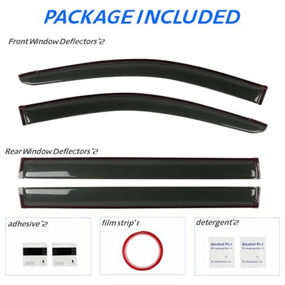 Rain Guard Fit for 2008-2020 Dodge Grand Caravan, 2008-2016 Chrysler Town & Country, Outside Mount Side Window Visor Vent Deflector Shade, 4pcs - size: For 2008-2020 Grand Caravan