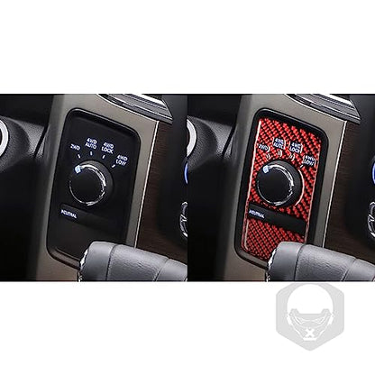 Red Carbon Fiber Compatible with Dodge Ram 1500/2500/3500 2013 2014 2015 Carbon Fiber Four-Wheel Drive Switch Panel Interior Accessories Red (Kit-E 6Pcs) - color: Red 14