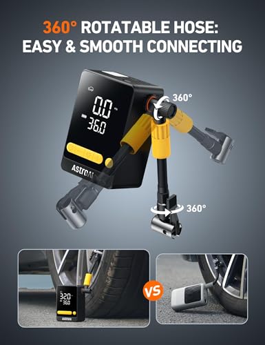 AstroAI L10 Mini Tire Inflator Portable Air Compressor,150PSI Air Pump for Car Tires with Tire Pressure Gauge,Bike Pump with LED Light,Tire Inflator for Cars,Bikes,Motorcycles,Balls,Car Accessories