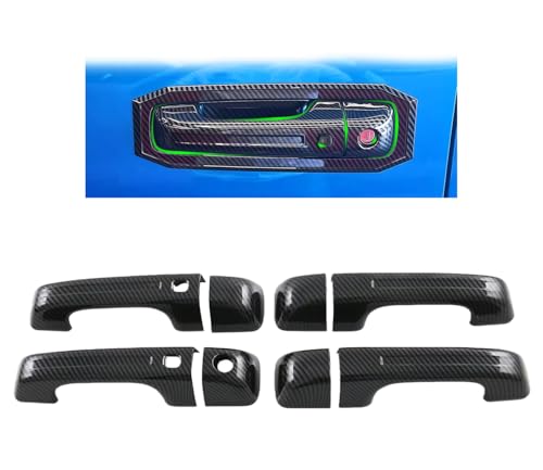 Car Door Handle Cover-Two Sensor for Dodge RAM 1500 TRX 2021-2024 Exterior Accessory Decoration (Pack of 8) (Imitate Carbon Fiber Pattern) - color: Imitate Carbon Fiber Pattern, size: Door Handle Cover-Two Sensor