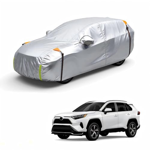 Wigoo Toyota RAV4 Car Cover 1996-2026, Custom Fit Waterproof All Weather Outdoor Full Exterior SUV Cover, Windproof Rain Sun UV Snow Dust Protection, Paint-Safe Lining, Door Zipper, RAV4 Accessories - size: For Rav4 (1996-2026)