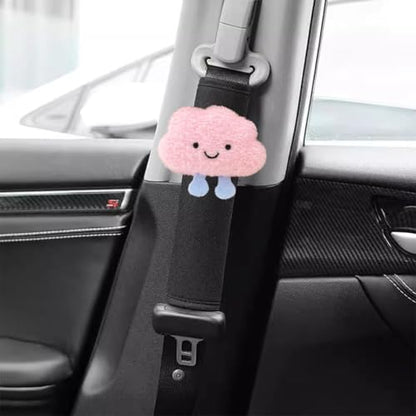 Norkmdi 2PCS Car Seat Belt Cover Pad, Soft Plush Fluffy Cloud Vehicle Seatbelt Shoulder Strap Cushion, Comfortable Automotive Internal Protection Accessories, Universal for SUV Truck Sedan (Pink)