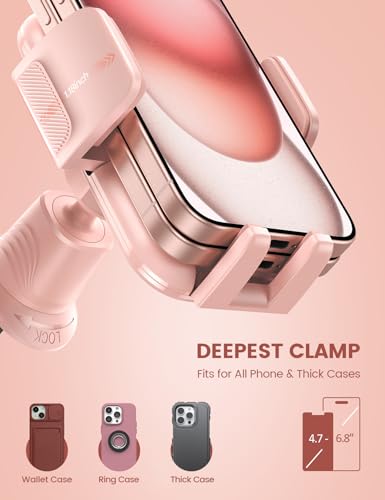 Lamicall 2026 Wider Clamp & Metal Hook Car Phone Holder Vent [Thick Cases Friendly] Phone Holders for Your Car Mount Automobile Hands Free Cradle Air Vent for iPhone 17 16 15 14 13 Pro Max Pink - color: NEW Upgraded - Pink