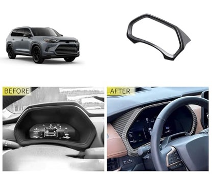Car Dashboard Cover Compatible With Toyota New Grand Highlander 2024 2025 2026 Dash Board Instrument Panel Frame Dial Dashboard Trim Interior Car Accessories ABS 1PC (Carbon Fiber Style) - color: Carbon Fiber Style