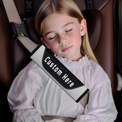 Custom Carbon Fiber Seat Belt Cover Pad – Personalized Seatbelt Covers with Name, Logo, Text & Image – Car Accessories for Women, Men, Kids – Soft Seatbelt Cushion Shoulder Pads for Car, Truck, SUV - color: White