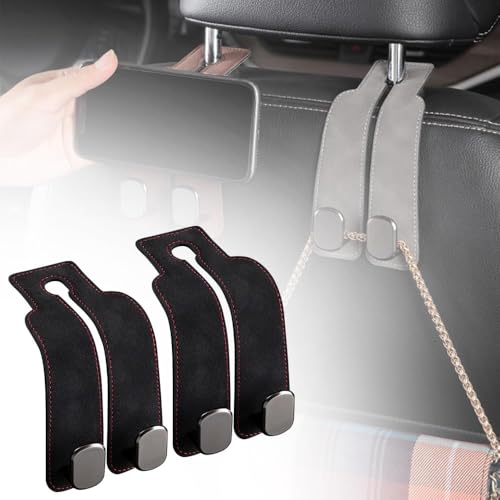 Headrest Hooks for Car, 2026 New Car Seat Hooks for Headrest, Car Seat Back Organizer Storage Hook for Hanger Purses and Bags, Double Hook Leather Purse Holder for Car (Black*2) - color: Black*2