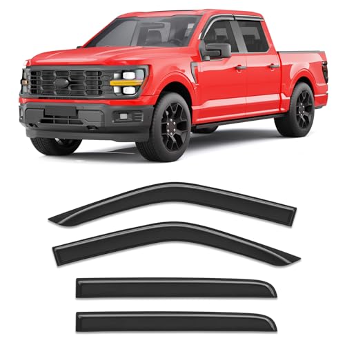 Extra-Thick Window Rain Guards Fit for Ford F150 2015-2026 SuperCrew & 2017-2026 Raptor/F-250/F-350/F-450/F-550 Super Duty SuperCrew Full Size Window Deflectors Window Vent Visors Shades - size: 2015-2026 F150&2017-2026 F250-F550 SuperCrew
