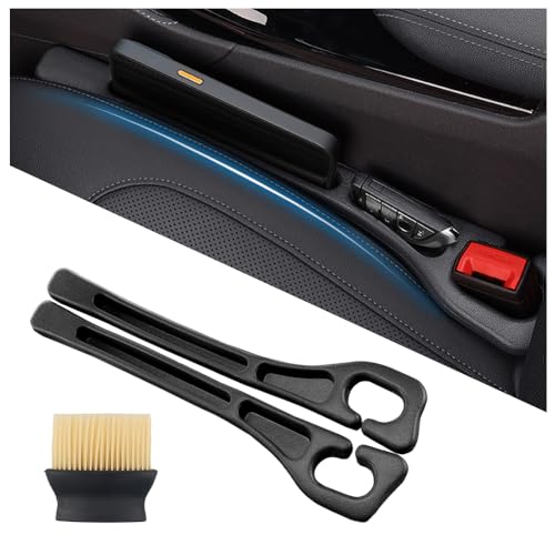 2PCS Car Seat Gap Filler Organizer with Car Brush Interior,No Drop Cars Seat Gap Plug with Storage Slot for Phones,Universal Cars Seats Gaps Filler Strip for Most Vehicles