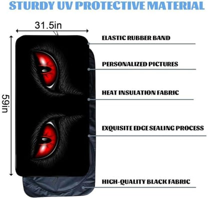 Wolf Eyes Car Windshield Sun Shade, Foldable Car Front Window Sunshade, UV Ray Reflector Sun Blocker, Heat Protection Windshield Cover Universal Fit for Sedans, Trucks, SUV, 59" x 31.5" - color: color 3