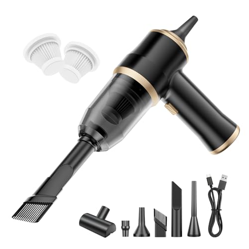 Portable Car Vacuum Cordless Mini Handheld Vacuums Cleaner High Power with LCD Display and Multi-Nozzles, Hand held Cleaners for Car, Home, Office, Sofa, Pet Hair,Keyboard - color: Black
