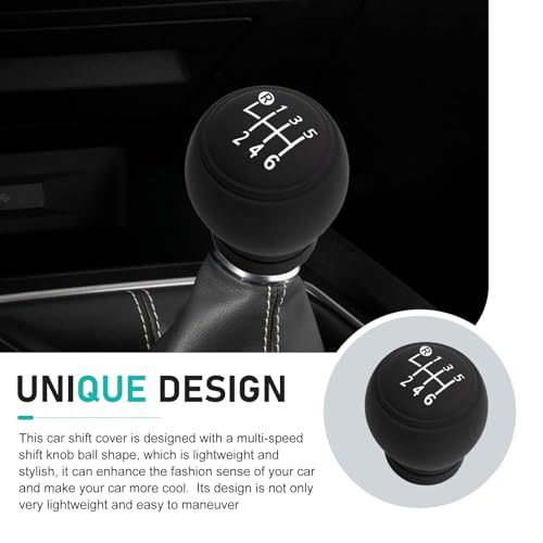 WZP Car Gear Shift Knob Cover, 6 Speed Silicone Anti-Slip Gear Shift Protector, Universal Interior Accessories for Most Vehicles (Black)