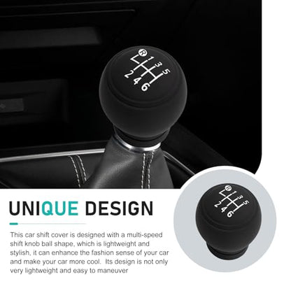 WZP Car Gear Shift Knob Cover, 6 Speed Silicone Anti-Slip Gear Shift Protector, Universal Interior Accessories for Most Vehicles (Black)