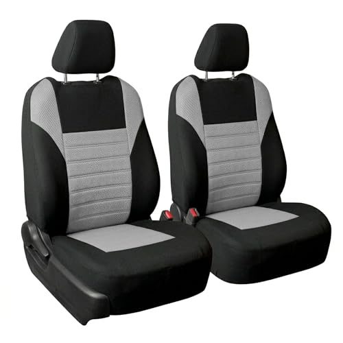 FH Group Gray Polyester Car Seat Cover, 3D Air Mesh, Front Set, Airbag Compatible, Universal Fit for Cars Trucks SUVs - color: Gray, size: Front Set