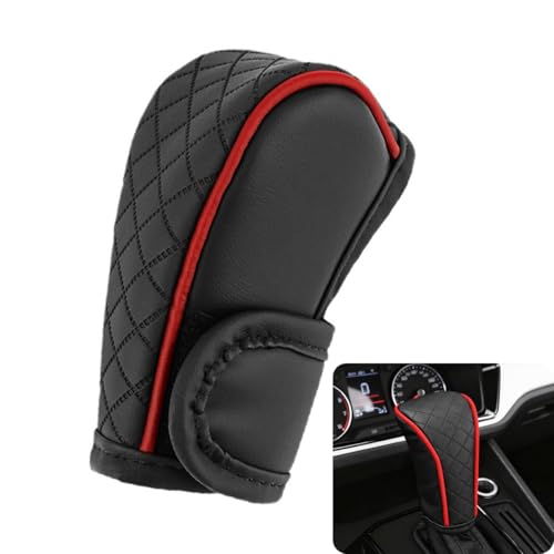 Car Gear Shift Cover, Universal Car Accessories Compatible with Most Truck/Car/SUV, Leather Gear Shift Cover, Soft Comfort, Black Red - color: dangbataoBlackRed