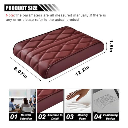 Car Center Console Cover Pad, Leather Auto Console Arm Rest Cover, Waterproof Car Armrest Seat Box Cushion Protector, Memory Foam Armrest Pillow for Most Cars (Burgundy) - color: Burgundy