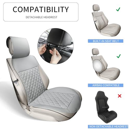 2pcs Car Seat Covers,Leather Water Proof Material No Slip Soft Car Seat Protector Side not Wrapped,for Car with Airbags,Seat Covers Universal for Most Automotive,Suvs,Vans,Trucks (Grey) - color: Grey