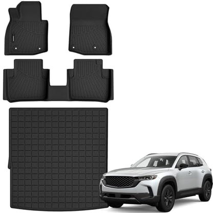 Auxko All Weather Floor Mats Cargo Mat for Mazda CX-50 Hybrid 2025 2026 TPE Liners All Season Accessories Guard Odorless Anti-Slip Floor Liners for Mazda CX50 Hybrid - size: Large
