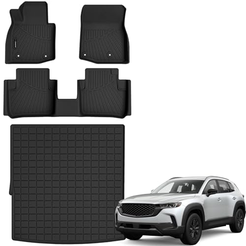 Auxko All Weather Floor Mats Cargo Mat for Mazda CX-50 Hybrid 2025 2026 TPE Liners All Season Accessories Guard Odorless Anti-Slip Floor Liners for Mazda CX50 Hybrid - size: Large