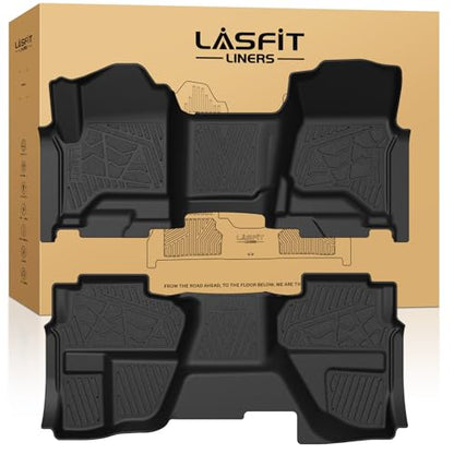 LASFIT Floor Mats 2014-2018 for Chevy Silverado/GMC Sierra 1500, 2015-2019 2500HD 3500 HD, Double Cab Only, 1st Row Bench Seat, All Weather TPE Custom Fit Car Floor Liners, with Carpet Floor Only - size: Double Cab/Bench Seat 1500/2500HD/3500HD 2014-2018