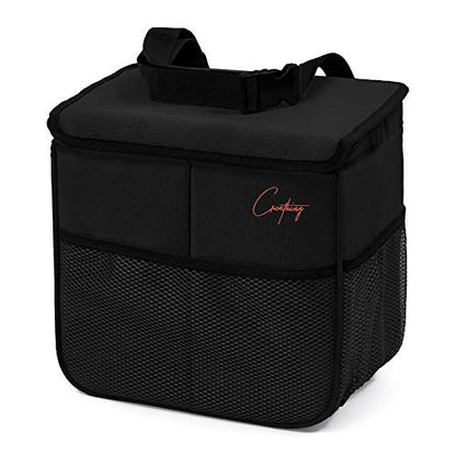Creathing Car Trash Can Foldable, Waterproof | Organizer Bag or Garbage Can for Console/Seat (Medium, Black), 2 Gallons