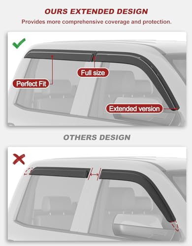 Outside-Mount Window Rain Guards Fit for Chevrolet (Chevy) Silverado&GMC Sierra 1500 2500HD 3500HD Crew Cab 2014-2018, Extra Durable Window Visors Deflector Dark Smoke Vent Shades Car 4-pcs - size: 14-18 Silverado/Sierra 1500 2500HD 3500HD Crew Cab