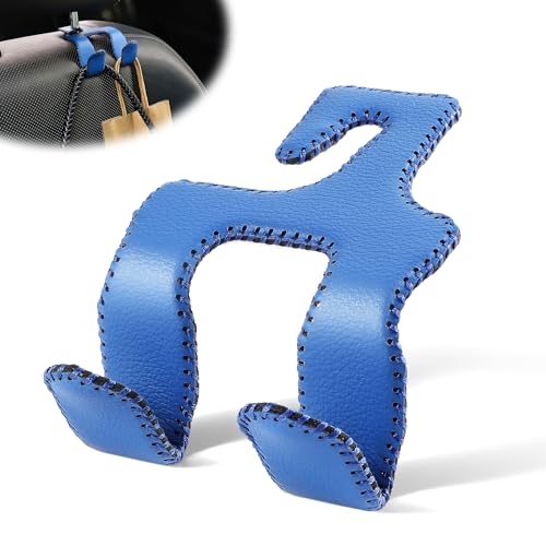 LivTee Upgraded Superior Leather Car Seat Back Headrest Hook, 2 in 1 Auto Seat Hook Hangers Holder Organization Interior Accessories for Purses Coats Umbrellas Grocery Bags Handbag (Blue) - color: Blue 1-Pack