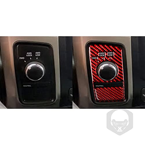 Compatible with Dodge Ram 1500/2500/3500 2013 2014 2015 4WD Four-Wheel Drive Decoration Trim Red Carbon Fiber Grain Red (Kit-A 6Pcs) - color: Red 10
