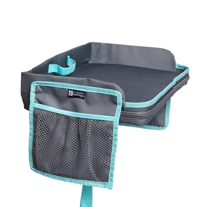 J.L. Childress 3-IN-1 Kids Travel Tray & Tablet Holder - Car Seat Lap Tray Desk for Toddlers, Road Trip Essentials, Car Seat Activity Table, Travel Accessories - Grey/Teal - style: Grey/Teal