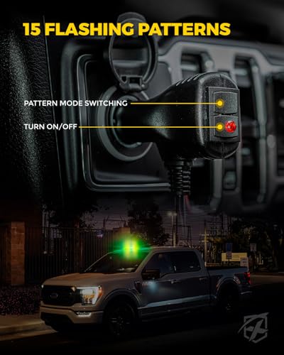 Xprite Upgraded 12" 72LED Rooftop Mini Strobe Lights, Emergency Safety Flashing Beacon Light Bar with Magnetic Base for 12V-24V Construction Vehicles, Trucks, Snow Plow, Postal Car (Amber/Green) - color: Amber Green