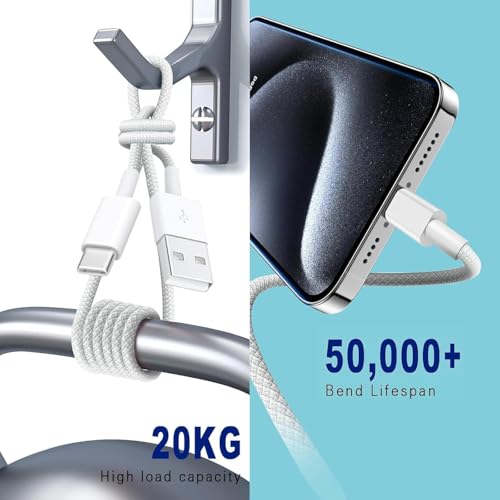 10FT 2pack USB A to USB C Woven Cable Compatible for IPhone 17/16E/16/15, 17Air, 15 16 17 Pro Max, Plus Charger Charging Cord, USB C CarPlay Cable for AirPods 4, AirPods Pro (2nd/3rd Gen) Charger Cord - size: 10FT, style: USB A to USB C 2pack