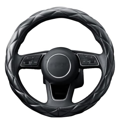 YHONGJT Soft Microfiber Leather Steering Wheel Cover, Universal 15 Inch for Women Girls, Fit Vehicles, Sedans, SUVs, Vans, Trucks - Black - color: A-Black
