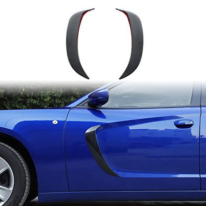 JWWY Front Door Side Fender Scoops Fin Vents Door Blade Trim Cover Fit for 2011-2025 Dodge Charger Exterior Accessories Carbon Fiber 2pcs