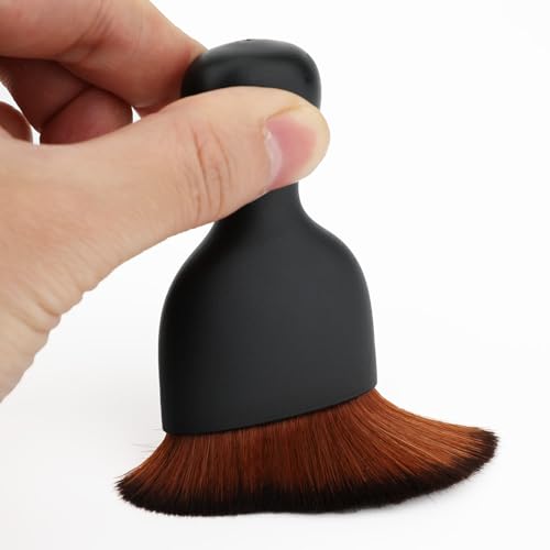 Car Detailing Brush, Soft Bristle Cleaning Brush, Scratch-Free Auto Duster Tool for Dashboard, Air Vents, Leather & Interior Cleaning (Black&Dark Brown) - color: Black&Dark Brown