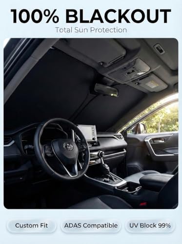 Proadsy Windshield Sun Shade Custom Fit Ford Transit 2015-2026 Ice Crystal Black Front Window Sunshade UV and Heat Blocker Foldable Visor Keeps Car Cooler for Summer Parking and Daily Use - size: 2015-2026 Ford Transit