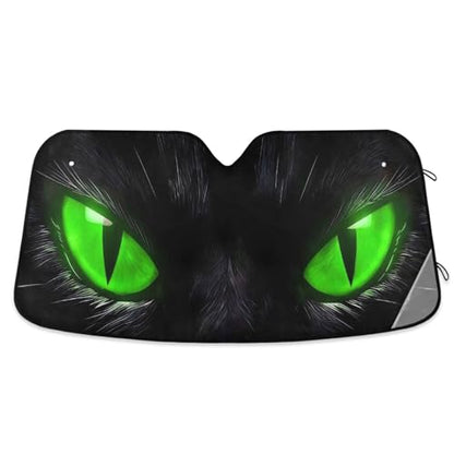 Windshield Sun Shade Green Eyes Front Window Block UV Shades Visor Reflective Retractable for Car SUV Trucks - color: B001